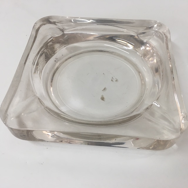 ASHTRAY, Glass - Square w Rounded Corners